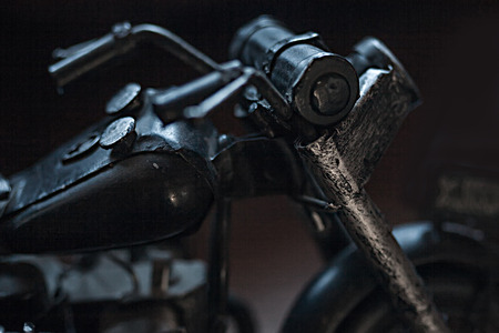 Close-up of toy miniature motorcycle