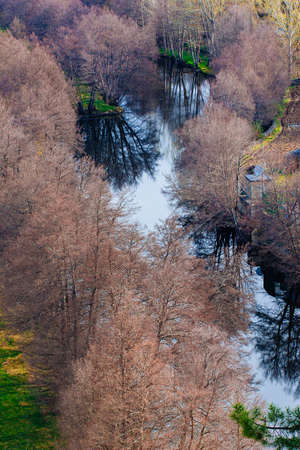 Tera river in Puebla de Sanabria, Zamora, Spainの写真素材