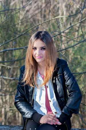 fashion look of a pretty teenの写真素材