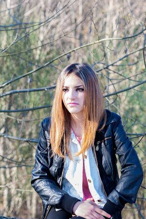 fashion look of a pretty teenの写真素材