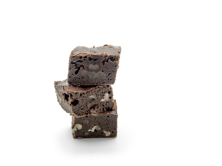 Three brownies isolated on whiteの写真素材