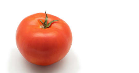 One fresh red tomato isolated on white backgroundの写真素材