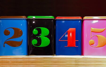 Set of four colorful boxesの写真素材