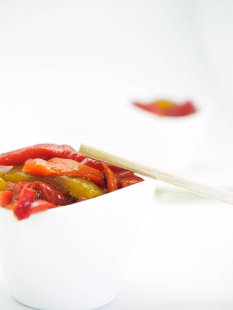 Close up of roasted pepper salad. Fusion styleの写真素材