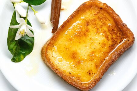 Traditional Spanish torrijas (French toasts). Dessert of Lent and Holy Weekの写真素材