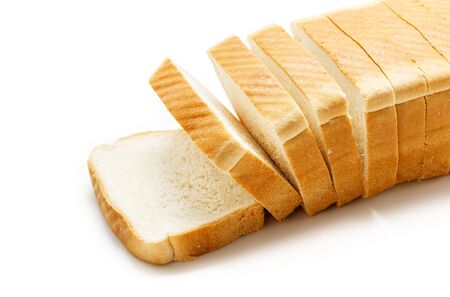 Tasty sliced ??bread isolated on whiteの写真素材