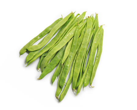 Green beans on a white backgroundの写真素材