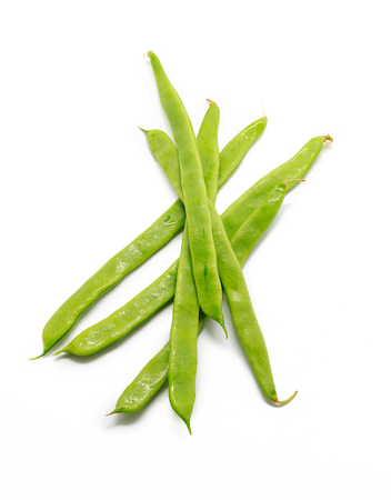 Green beans isolated on white backgroundの写真素材