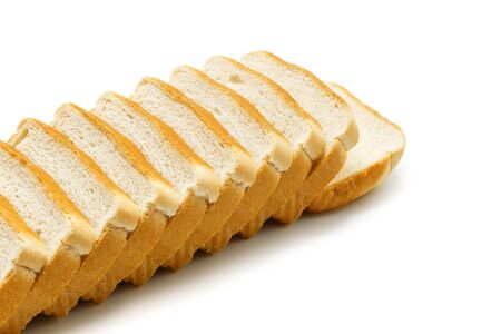 Slices of bread isolated on white backgroundの写真素材