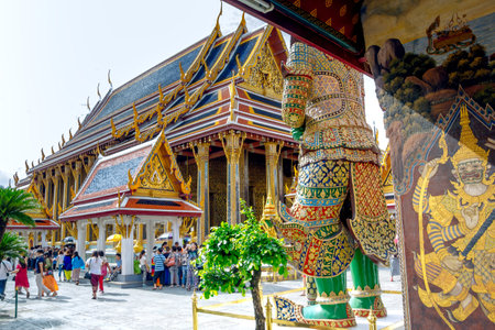 Bangkok, Thailand - July 25, 2014: Wat Phra Kaew, The Grand Palace, the most famous temple and landmark of Thailand.のeditorial素材