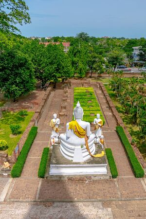 Buddha Statue at Wat Yai Chaimongkol, Ayutthaya Historical Park, Phra Nakhon Si Ayutthaya.Thailandの写真素材