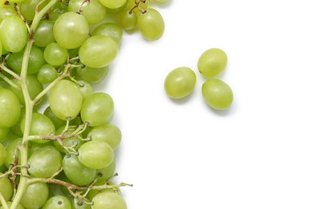 Bunch of green grapes isolated white background with copy space.の写真素材