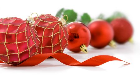 Christmas balls on white background. Merry christmas cardの写真素材