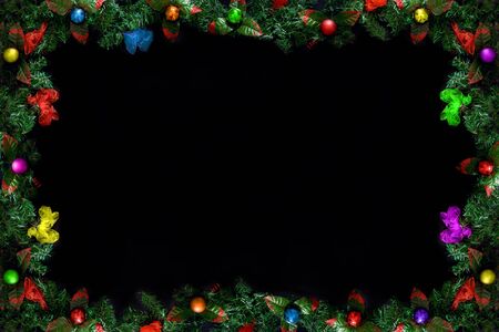 Christmas or New Year framework on black background with copy spaceの写真素材