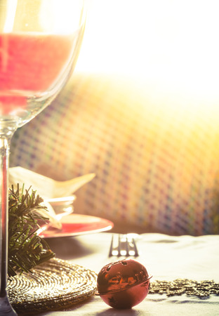 Holiday dinner table settingの写真素材