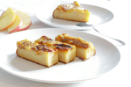 Slice of delicious Homemade apple tart の写真素材