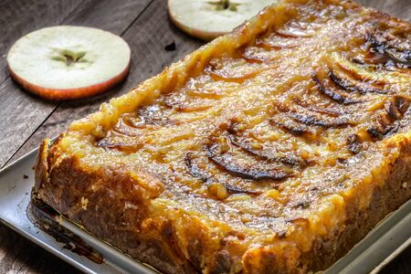 Close up of Fresh home made baked apple tartの写真素材