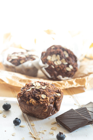 Fresh homemade delicious apple muffins for breakfast.の写真素材
