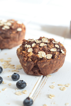 Fresh homemade delicious apple muffins for breakfast.の写真素材