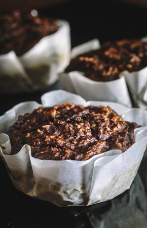 Close up of Homemade chocolate muffins.の写真素材