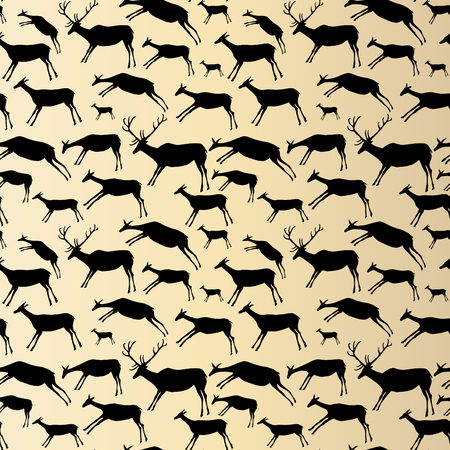 Cave Painting Seamless Pattern. Animals silhouettesの写真素材