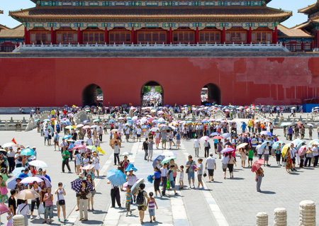 Many tourists in the forbidden city. Beijing, Chinaのeditorial素材
