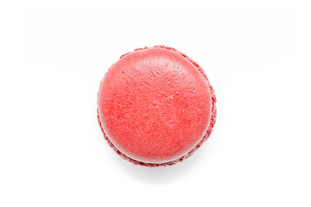 Red Macaroon isolated on a white background.の写真素材