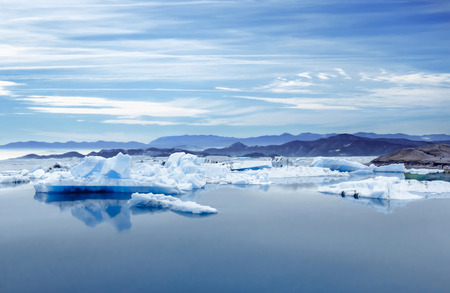 Iceland, Jokulsarlon lagoon, Beautiful landscape picture of icelandic glacier lagoon bay.
