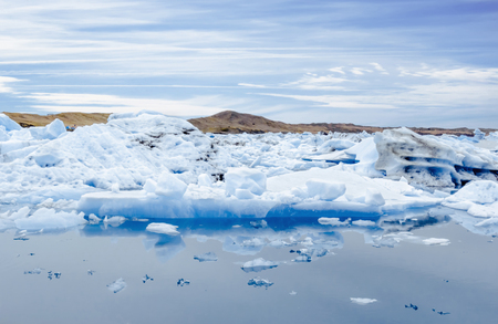 Big blue icebergs in Jokulsarlon glacial lagoon. Iceland.の写真素材