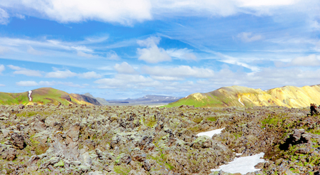 Mountain landscape. Iceland. Landmannalaugar, Fjallabak Nature Reserve.の写真素材