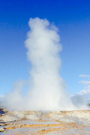 Eruption of Strokkur geyser in Iceland.の写真素材