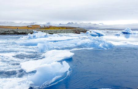 Big blue icebergs in Jokulsarlon glacial lagoon. Iceland.の写真素材