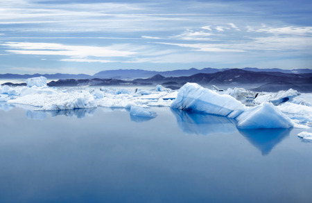 Icebergs in Jokulsarlon glacial lake, Iceland