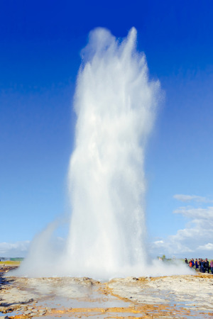 Strokkur geysir eruption, Golden Circle, Icelandの写真素材