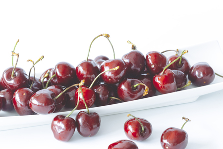 Fresh cherries isolated on white background.の写真素材