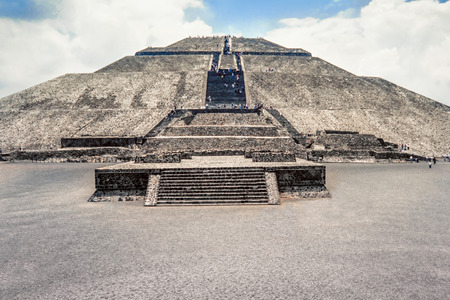 Pyramid of the Moon and the Plaza of the Moon at Teotihuacan in Mexicoの写真素材