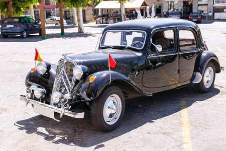 Zamora, Spain - July 28, 2017: Classic Citroen Traction Avant parked iin the province of Zamora, Spain. Executive car produced by the French manufacturer Citroen from 1934 to 1957.のeditorial素材