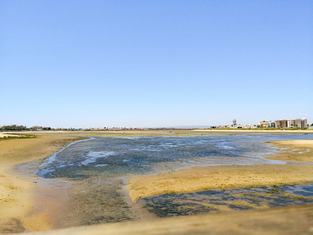 Shellfish area next to isla cristina beach, Costa de la Luz, Huelva, Spain.の写真素材