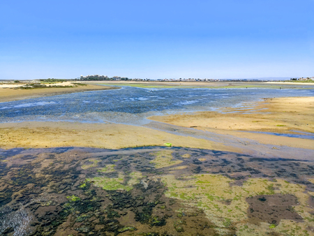 Shellfish area next to isla cristina beach, Costa de la Luz, Huelva, Spain.の写真素材