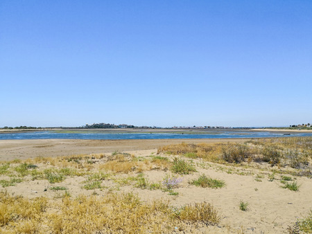 Shellfish area next to isla cristina beach, Costa de la Luz, Huelva, Spain.の写真素材