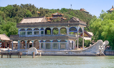 Marble Boat also known as the Boat of Purity and Ease in Summer Palace, Beijing, China.の写真素材