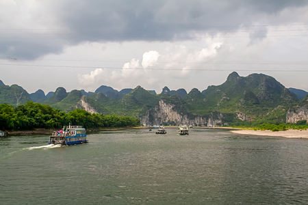 Cruise in the river Li between Guilin and Yangshuo. China.の写真素材