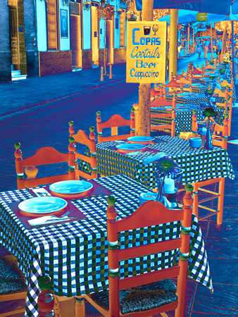 Street cafe europe city photo painting abstractの写真素材