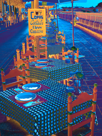 Street cafe europe city photo painting abstractの写真素材