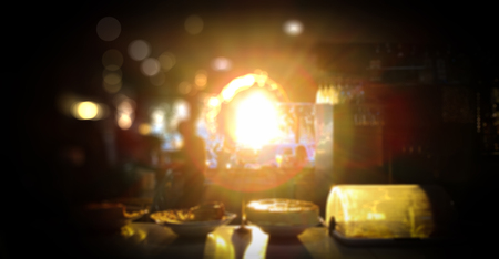 Blur cafe restaurant with abstract bokeh light imageの写真素材