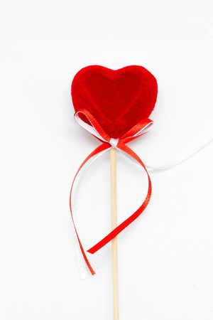 Heart shaped decorative gift for Valentine's Day isolated on whiteの写真素材