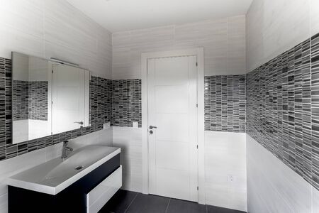 Clean and fresh bathroom. Modern and new Bathroom interiorの写真素材
