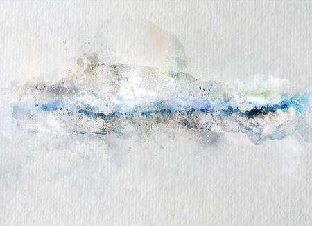 Abstract paint water blue sea wave. Creative abstract painted background, wallpaper, texture. Modern art. Contemporary art.の写真素材