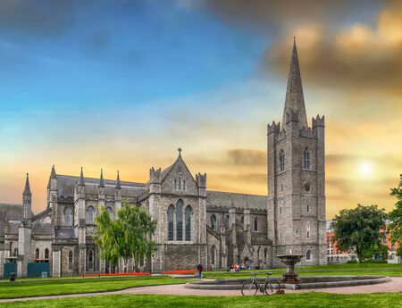 Sunset view of Saint Patrick's Cathedral Dublin Ireland.の写真素材