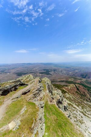 Landscape view from the Sanctuary and balcony in PeÃ±a de Francia, Salamanca. Spain. の写真素材